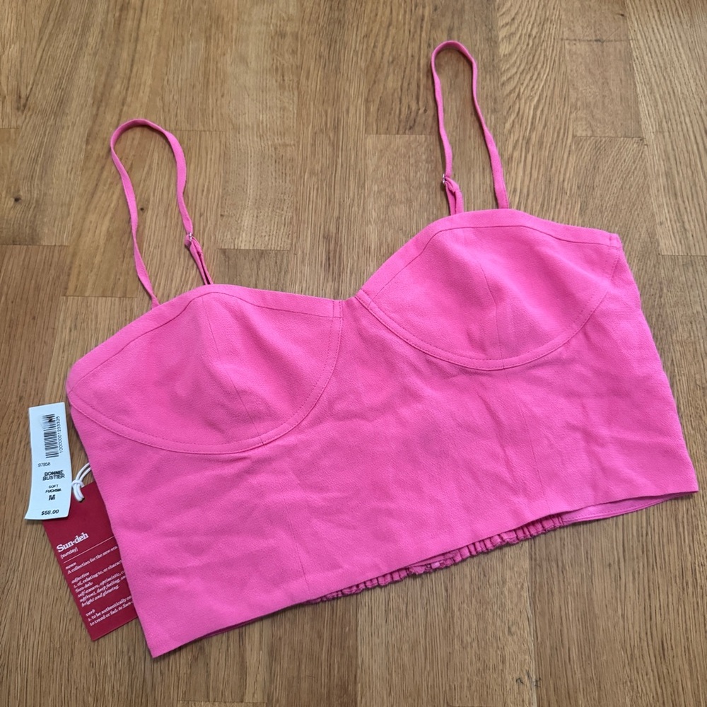 Aritzia Sundeh Sunday MEDIUM Pink Bonnie Bustier Crop Top NEW